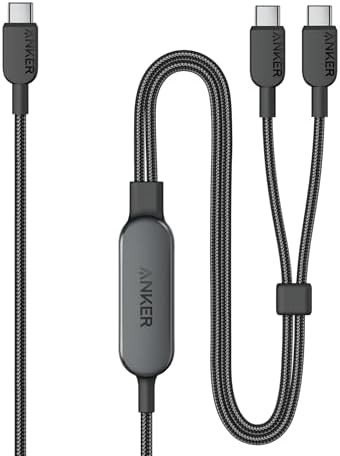 Anker Cable,6FT 2-in-1 USB C to USB C Cable 140W Max,Fast Charging for iPhone 16/16 Pro Max/15 Series,MacBook Air/Pro,and More(Braided,Black) – Enhanced Compatibility and Speed