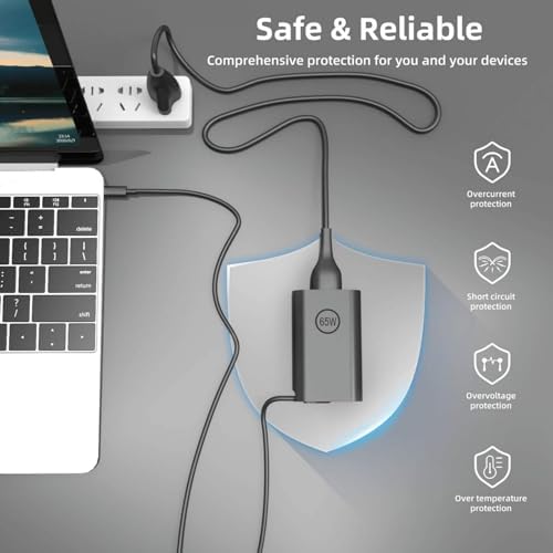 High-Speed 65 W USB-C Laptop Charger for Dell XPS 13, 15 & Latitude Series – Universal Compatibility, Fast Charging Power Adapter for Optimal Performance, Energy-Efficient Design, Works with Multiple Models Including 9380, 9550, 7420 and More – Essential Accessory for Professionals and Students