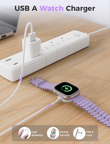 Upgrade Your Apple Watch Charging Efficiency with Our 3-Pack Magnetic Fast Charging Cables – Universal Compatibility for All i Watch Models, 3.3 FT Length for Versatile Use, Sleek White Finish for a Stylish Look – Essential Fast Power-Up Solution for Active Lifestyles and Everyday Convenience