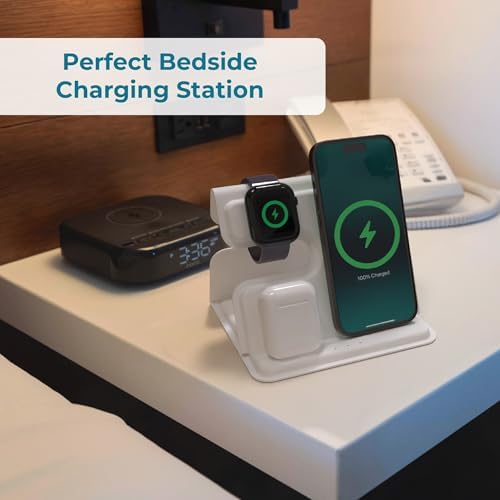BLACK+DECKER 3-in-1 Wireless Charging Station for Apple Devices – Foldable Travel Charger Compatible with i Phone 16/15/14/13 Pro Max, Apple Watch, and Air Pods – Fast Charging, Enhanced Compatibility, Ideal for On-the-Go Users