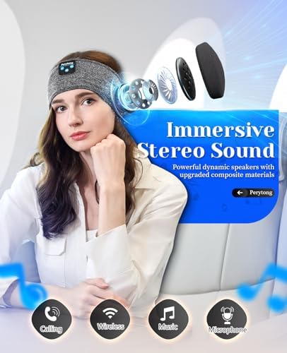 Ergonomic Bluetooth Sleep Headphones: Wireless Sports Headband with Hi-Fi Stereo Sound for Ultimate ASMR Relaxation – Lightweight, Cozy Audio Solution for Men and Women, Perfect for Meditation and Restful Sleep