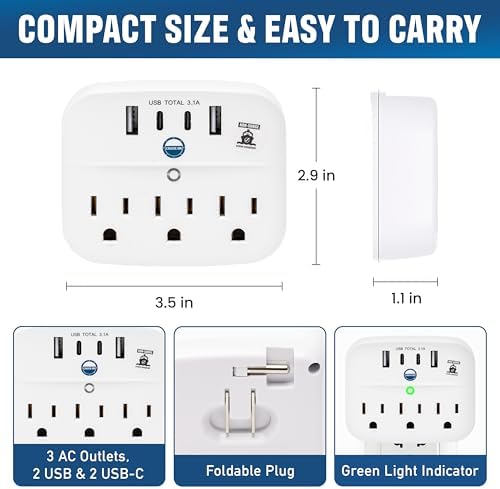 Ultimate Cruise Power Strip with 3.3 ft Extension Cord & Fast Charging USB Ports – Non-Surge Design for Seamless Connectivity on Carnival, Princess & Major Cruise Lines (2025/2026) – Essential Travel Accessory for All Devices