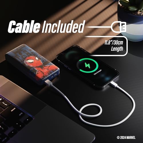 Marvel Spider-Man 10,000 m Ah Portable Power Bank – Ultimate Slim Design Phone Charger with Dual USB Ports for Rapid Charging – Perfect Spider-Man Gifts for Fans of All Ages – Stylish, Lightweight, and Highly Compatible Charging Solution for Smartphones and Tablets