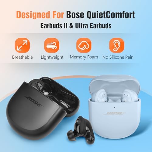 Upgrade Your Audio Journey with Premium Memory Foam Eartips for Bose Quiet Comfort II & Ultra Earbuds – Unmatched Noise Isolation, Comfortable Anti-Slip Fit, Ideal for Charging Case, Pain-Free Listening Experience, Available in S/M/L Sizes (Black) – Elevate Your Sound with Exceptional Earbud Enhancements