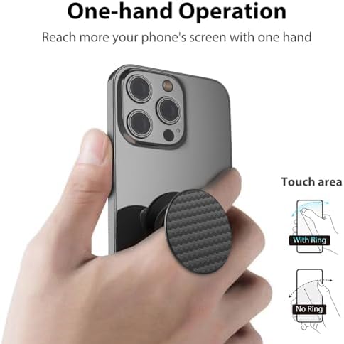 Mag Safe-Compatible Magnetic Phone Grip & Adjustable Kickstand – Classic Black Wireless Charging Ring Holder for i Phone with Effortless Attachment, Personalized Comfort & Enhanced Stability for On-the-Go Convenience