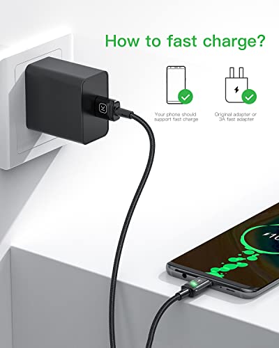 Kuulaa Magnetic USB C Charging Cable – 2 Pack of 3 ft Nylon Braided Fast Charge Cords with LED Indicators for Samsung & Type C Devices – Effortless Connection & Enhanced Durability in Black