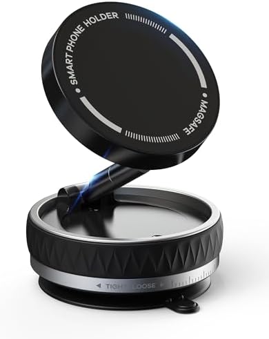 Ultimate Vacuum Suction Magnetic Car Phone Holder for Mag Safe | 66 LBS Super Strong Suction Cup | 360° Adjustable Magnetic Mount | Quick Release Design | Universal Compatibility for All Smartphones on Smooth Surfaces | Enhanced Driving Safety and Convenience
