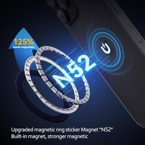 Mag Safe Magnetic Ring Stickers – Dual Pack for Superior Wireless Charging and Secure Mounting – Sleek Blue Titanium Design – Universal Compatibility for All Mag Safe Devices – Effortless Grip and Enhanced Mobile Efficiency – Elevate Your Smartphone Experience Now!