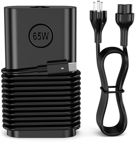 High-Speed 65 W USB-C Charger for Dell Laptops – Fast Charging Power Supply for Latitude, XPS, and Chromebook Models – Compact, Lightweight Design with Enhanced Compatibility and Safety Features for Optimal Performance