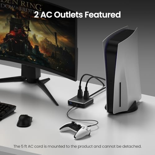 Ultimate 6-in-1 Ga N Charging Station – 100 W Power Strip with 2 AC Outlets, 3 USB-C, and 1 USB-A Port for Fast, Efficient Charging at Home, Office, or Travel – Versatile 5 ft Cord for Unmatched Flexibility and Device Compatibility