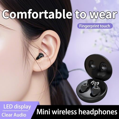 Invisible Mini Bluetooth Earbuds for Small Ear Canals – Ultimate Comfort with Noise Isolation for Work and Sleep – Lightweight Design, Fast Pairing & Superior Audio Quality for Discreet Listening Anywhere