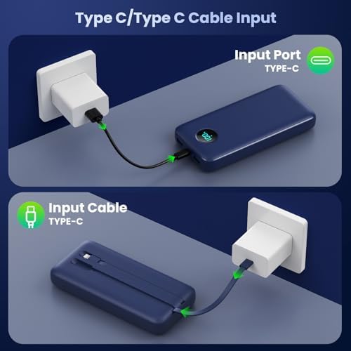 High-Capacity 40,800 m Ah Portable Charger with Built-in Cables and LCD Display – 25 W PD & QC 4.0 Fast Charging Power Bank for i Phone 16/15/14 and Android Devices (Green) – Ultimate On-the-Go Charging Solution with Enhanced Compatibility and Durability
