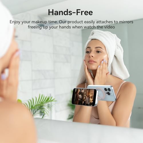 Versatile Magnetic Phone Holder and Multi-Function Stand with Suction Cup and Ring Grip – Perfectly Compatible with i Phone 16/15/14/13/12 Models and Mag Safe Cases (Elegant Black) – Enjoy Hands-Free Viewing and Enhanced Stability