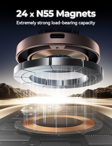 JOYROOM Mag Safe Car Mount Charger – 15 W Fast Wireless Charging for i Phone 12-16 Pro Max Plus, Enhanced Dual-Clip Grip for Secure Dashboard & Air Vent Installation, Stylish Dark Blue Finish, Ultimate On-the-Go Power Solution for i Phone 15 Accessories