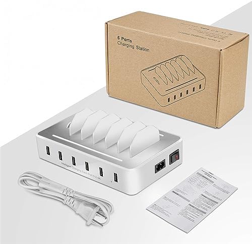 Ultimate 100 W USB C Multi-Device Charging Station: Fast Charge 4 PD & 2 USB Ports for Apple i Phone, i Pad, Android Phones & Tablets | Compact Desktop Organizer with Advanced Safety Features for Home & Office Use