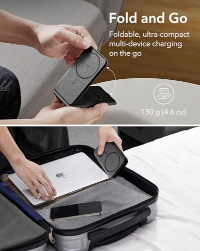 ESR Qi2 All-in-One 3-in-1 Charging Station for Apple Devices – Fast 15 W Mag Safe Charger, Certified Apple Watch & Air Pods Power Hub, Ideal Travel Companion for i Phone 16/15/14/13/12 Series, Sleek Black Design with Travel Bag Included – Maximizing Efficiency and Style