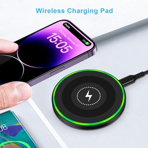 Revolutionary Wireless Charging Pad for i Phone & Samsung – Fast Qi-Compatible Charger for Models 12-16 & Galaxy S10-S24 Ultra – Sleek, Portable Design with Intelligent Charging Technology & Non-Slip Surface for Ultimate Convenience