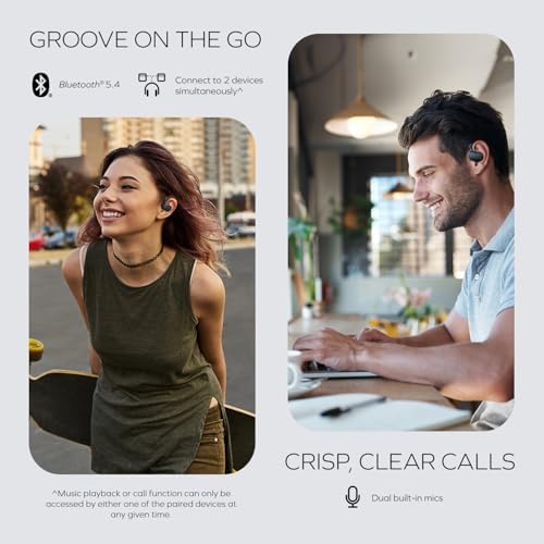 Creative Outlier Go Wireless Open-Ear Headphones – Experience Unmatched Comfort with Adjustable Ear Hooks, 26-Hour Playtime, Bluetooth 5.4 Connectivity for Seamless Streaming, and IPX4 Water-Resistant Design Perfect for Active Lifestyles, Enjoy Superior Audio Clarity for Calls in Trendy Dark Blue