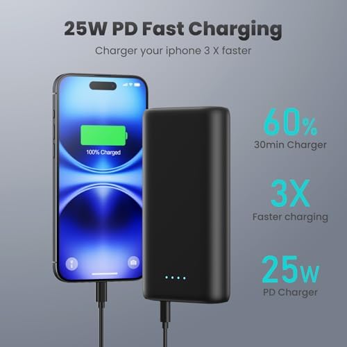 High-Capacity 25,800 m Ah Portable Charger Power Bank – Fast USB C Charging with Intelligent Smart IC, 3 USB Ports for Multi-Device Support – Ideal for i Phone 16/15/14, Galaxy, & Android – Reliable Power On-the-Go