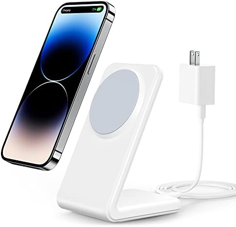 Meifigno Dual Pack Mag Safe-Compatible Fast Wireless Charger Stand with 20 W USB-C Block & 2 USB-C Cables – Premium Charging Solution for i Phone 16 Pro Max, 15, 14, 13, 12 & Air Pods 4/3/Pro – Sleek Design for Efficient Device Powering and Enhanced Compatibility