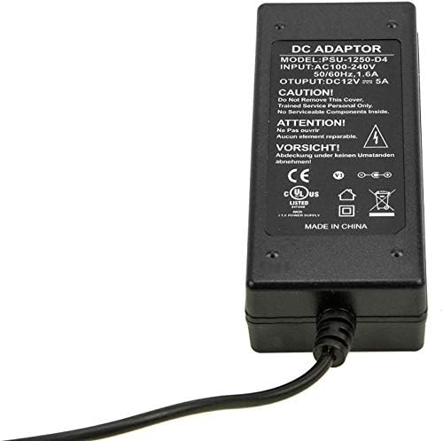 12 V 5 A UL Listed Power Supply with 4-Way Splitter Pigtail Cable – Ultimate Adapter for CCTV Surveillance and LED Lighting Solutions – Reliable Performance & Enhanced Device Compatibility for Security Systems