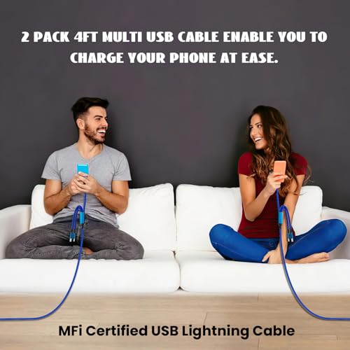 240 W 4-in-1 USB C Charging Cable – 6 FT Multi-Device Power Solution with LED Indicator for i Phone 16/15/14 Pro, Mac, i Pad, Samsung S25/S24 – Fast Charging Compatibility, Durable Design for Home & Travel