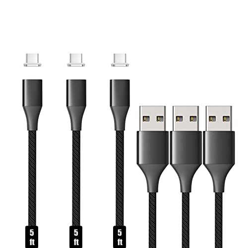 N. NETDOT 10 th Generation Magnetic USB-C Charging Cable – Fast Charge & High-Speed Data Transfer (1.5 m, 3-Pack Black) – Effortless Connection & Enhanced Durability for Ultimate Compatibility