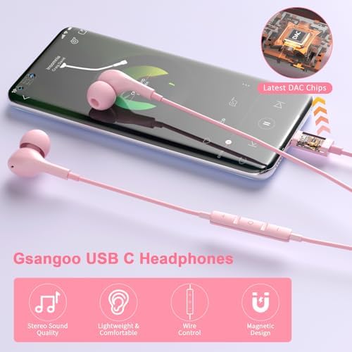 Premium USB C Earbuds for i Phone 16 & Samsung Galaxy Series – High-Fidelity Noise Cancelling Wired Headphones with Built-in Mic for Pixel 9 & One Plus 12 – Sleek Black Design for Ultimate Comfort and Clarity – Perfect for Music & Calls