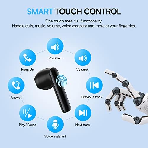 Unleash Your Sound with BEBEN Wireless Earbuds – 40-Hour Playtime & 8-Hour Continuous Playback, IPX6 Waterproof with Superior Stereo Audio, Ergonomic Fit, and Built-in Microphone for Seamless i OS & Android Compatibility – Ideal for Active Lifestyles and Sports Enthusiasts