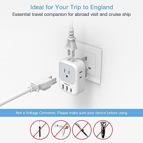 TESSAN Dual Pack European Travel Adapter with 4 AC Outlets and 3 High-Speed USB Ports – Ultimate International Power Converter for Seamless Device Charging in Italy, Spain, France, Portugal, Germany, and Iceland – Essential Travel Accessory for Modern Explorers