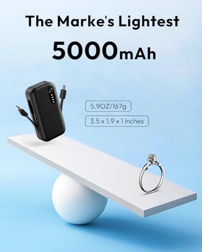 Compact 5000 m Ah Dual Power Bank Set with Integrated Cables – Ultra-Slim Fast Charging Portable Chargers for i Phone & Android | Stylish Travel Power Solutions in Black & Pink for Effortless Energy on the Move