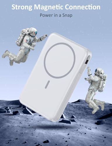 Ultimate 5-in-1 Mag Safe Battery Pack – 10,000 m Ah Portable Charger with Built-in Cable for Fast USB-C Charging | Compatible with i Phone 16/15/14/13 Pro/Pro Max & Samsung Series | Enhanced Magnetic Hold & Versatile Multi-Device Charging Solution | Ideal for On-the-Go Power Needs