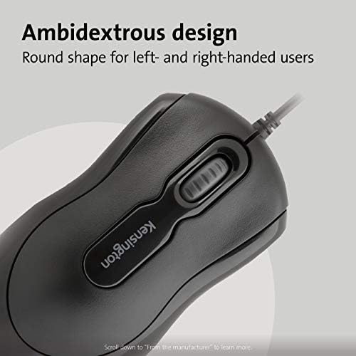 Kensington Mouse-in-a-Box Wired USB Mouse – Reliable Black Optical Mouse for Windows & mac OS | Ergonomic Design for Comfort & Productivity | 800 DPI Precision Tracking | Plug-and-Play Convenience for Effortless Setup