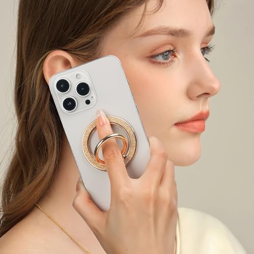Glamorous Guppy Magnetic Phone Ring Holder – 360° Rotating Glitter Grip for i Phone 12-16 Pro Max – Stylish Mag Safe-Compatible Accessory for Enhanced One-Handed Control – Elevate Your Mobile Experience with Secure Stability and Chic Design
