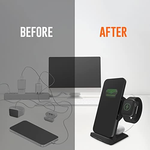 Effortlessly Charge All Your Devices with the STM Charge Tree Swing 3-in-1 Qi-Certified Wireless Charging Station – Fast 15 W Multi-Device Power Hub for i Phone, Samsung, Android, Air Pods & Apple Watch – Sleek Black Design Perfect for Home or Office Use – Streamline Your Charging Routine and Eliminate Clutter while Enjoying Safe, Reliable Power for All Your Essentials.
