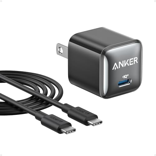 Anker 20 W USB-C Charger Block with Power IQ 3.0 – Ultra-Compact Fast Charging Solution for i Phone 16/15, Galaxy, Pixel 4/3, i Pad – Includes Bonus USB-C Cable for Enhanced Portability and Safety Features