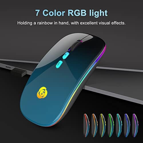 Upgrade Your Workflow with the CC Store LED Wireless Mouse – Dual Connection Modes (Bluetooth & 2.4 GHz), Ultra-Silent Rechargeable Design, Adjustable DPI Settings for Precision, Ergonomic Slim Profile, USB-C Adapter Included – Perfect for Laptops, Mac Books, PCs, Tablets, and i Pads (Black-Red)