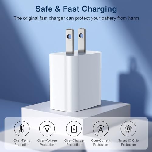 20 W PD USB-C Wall Charger 4 Pack with 6 FT Fast Charging Cables – Superior Fast Charging Solution for i Phone 14/14 Pro Max/13/13 Pro/12/12 Pro/11/11 Pro/XS and i Pad – GREPHONE Charger Set for Home, Office & Travel – Enhanced Compatibility & Durability for Effortless Device Powering