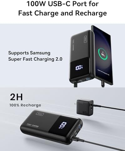 High-Capacity INIU Power Bank 25000 m Ah – 100 W Fast Charging Portable Charger for Laptops and Phones, Ideal Travel Companion for Students and Adventurers, Lightweight and Compact Design for Effortless Mobility, Perfect for Family Trips and Cruising