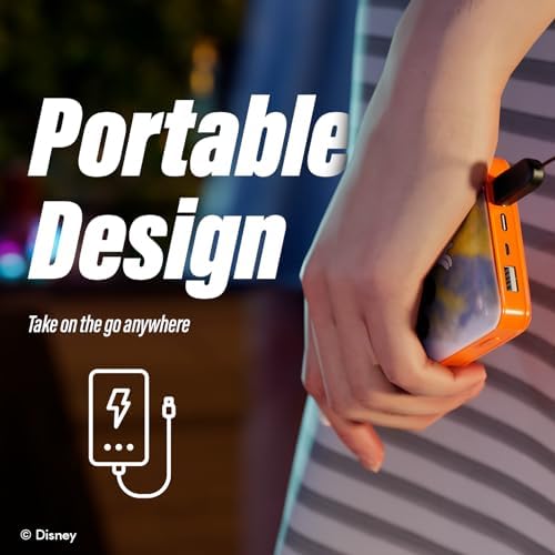 Disney Mickey Mouse & Friends 10,000 m Ah Portable Power Bank – Universal USB Charger for All Devices, Fast Charging Technology, Lightweight & Compact Design – Perfect Disney Gift for Enthusiasts, Teens, and Adults