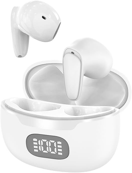 Ultra-Lightweight Bluetooth 5.3 Wireless Earbuds with Advanced Noise Isolation & Real-Time LED Battery Indicator – Perfect for Active Lifestyles, Ergonomic Sports Earphones Compatible with i OS/Android, Delivering Immersive Sound Quality for Music Enthusiasts on the Go