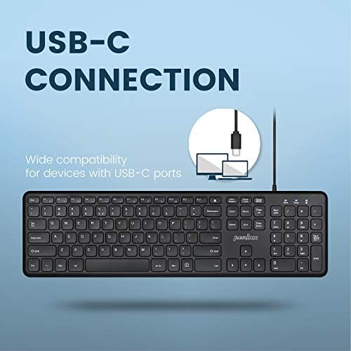 Perixx PERIBOARD-210 Wired Full-Size USB Keyboard – Ultra-Quiet Scissor Keys for Effortless Typing on Desktop, Laptop, and Tablet – Sleek Black Design with Enhanced Compatibility and Ergonomic Comfort