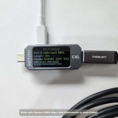 TREBLEET 40 Gbps USB4 Cable: Ultimate Thunderbolt 3 & 4 Compatibility, 6.6 ft Length, 100 W Fast Charging, 5 K@60 Hz Ultra HD Support – Unmatched Performance for Professionals and Tech Enthusiasts