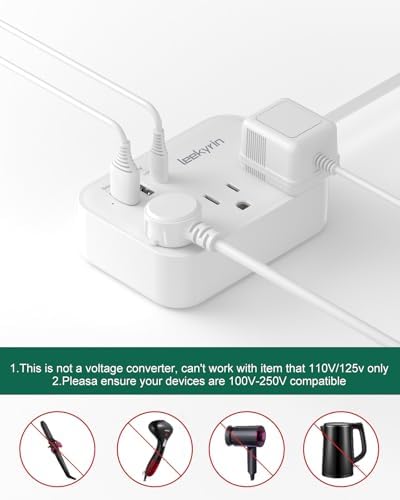 Unlock Seamless Global Connectivity with the Leekyrin Universal Power Adapter for Australia & New Zealand – 3 AC Outlets & 3 USB Ports (1 USB-C) for Fast, Reliable Charging in AU, NZ, China, Argentina, and Fiji – Perfect for Travelers Demanding Versatile Power Solutions and Enhanced Safety Features