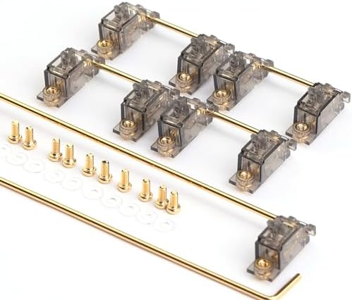 Ultimate Gold Plated PCB Stabilizers for Mechanical Keyboards – Translucent Smokey Design with Noise Reduction Films, Perfect Fit for 2 u, 6.25 u, and 7 u Spacebars – Elevate Your Typing Experience and Enhance Durability