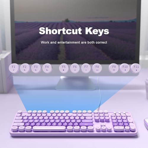 Retro-Inspired Full Size Typewriter Keyboard with Number Pad – Wired USB Keyboards for Windows 7, 8, 10, 11 | Enhance Your Typing Experience with Classic Charm and Modern Efficiency | Perfect for Home and Office Use