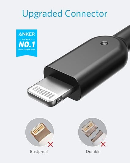 Powerline II Lightning Cable by Anker – MFi Certified 3 FT USB Charging & Sync Cord for i Phone 11, SE, Xs, XR, and More – Durable, High-Speed Data Transfer, Tangle-Free Design for Everyday Convenience and Travel