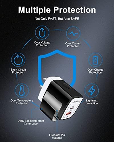 20 W Dual-Port USB-C Wall Charger – Fast Charging Power Adapter for i Phone, Samsung Galaxy, Google Pixel, and More – Compact & Reliable Power Delivery for Simultaneous Device Charging – Essential Tech Accessory for Home & Travel