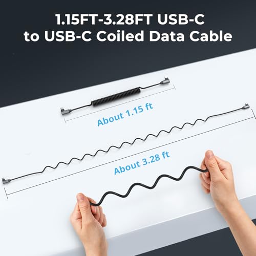 Experience Unmatched Speed and Convenience with SMALLRIG 90-Degree USB C to USB C Coiled Data Cable – 20 Gbps Data Transfer & PD 100 W Fast Charging, Perfect for i Phones, Laptops, and Cameras – Tidy Workspace Solution for High-Performance Connectivity