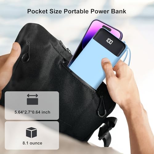 Ultimate 10000 m Ah Portable Power Bank with Built-in Charging Cable and LED Power Indicator – Travel-Ready External Battery Pack for i Phone 16/15, Samsung S22, and Android Devices – Unmatched Compatibility and Rapid Charging for On-the-Go Lifestyles